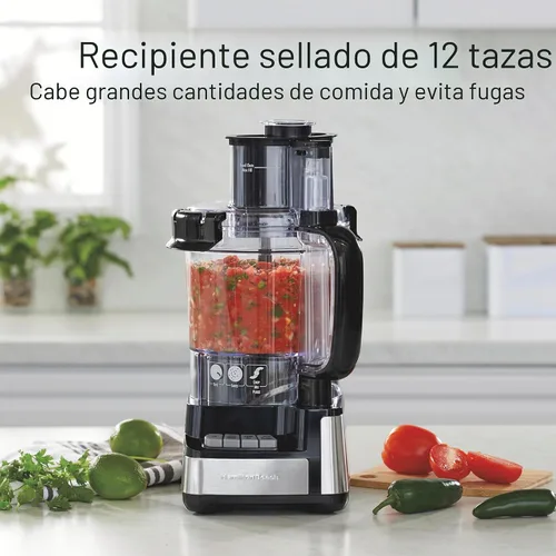 Vista 3 de Hamilton Beach Procesador de alimentos apilado y rápido de 12 tazas