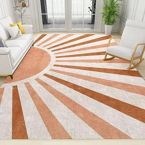 Vista 11 de Alfombra de área con diseño de dibujos animados en acuarela, estilo bohemio de mediados de siglo, con diseño de hojas de palmera tropicales, suave