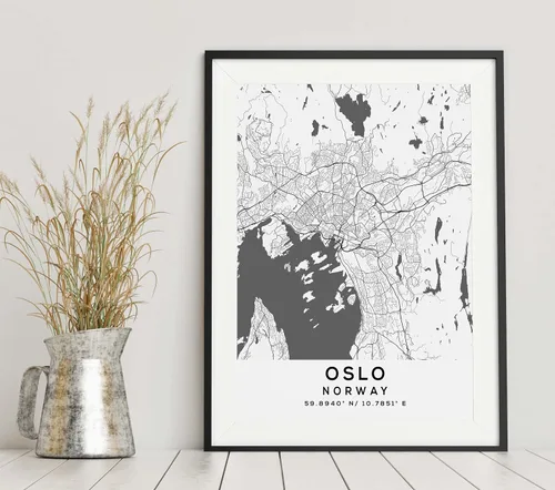 Vista 6 de Map of Oslo, Norway, Light 2 (8x10)