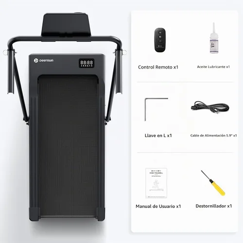 Vista 9 de DeerRun Walking Pad Treadmill with Incline & Handle Bar Negro sólido