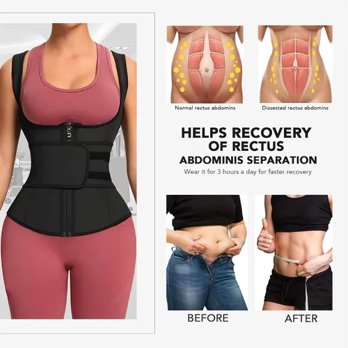 Vista 4 de Waist Trainer for Women Latex Corset Cincher Vest Sport Workout Girdle Hourglass Body Shaper with Steel Bones