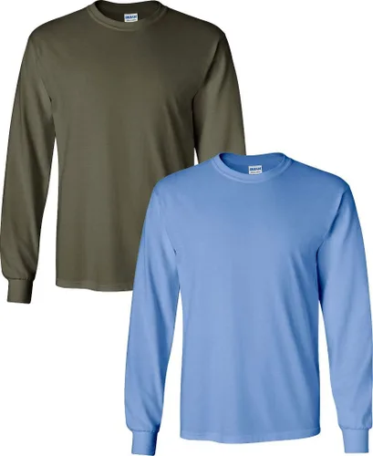 Vista 38 de Gildan Camiseta de manga larga de algodón ultra para adulto, estilo G2400, paquete múltiple Militar + ceniza.