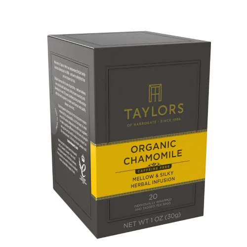 Vista 3 de Taylors of Harrogate Té de hierbas orgánicas de manzanilla, bolsas envueltas individualmente, 20 unidades (paquete de 1), suave, sedoso y suave, sin