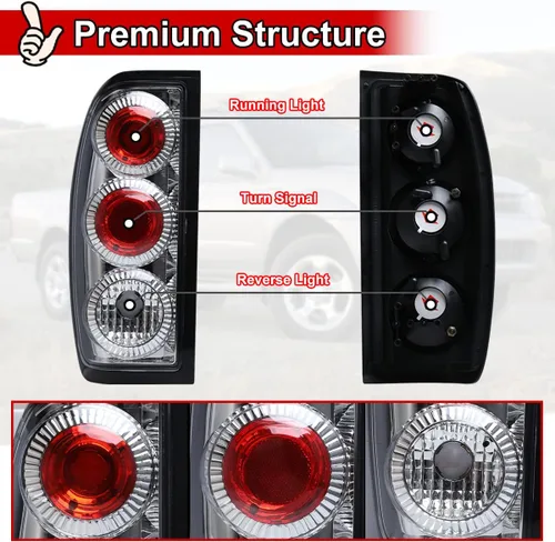 Vista 5 de Nixon Offroad Luces traseras para Nissan Frontier 1998 1999 2000 2001 2002 2003 2004, luces traseras halógenas de repuesto para automóvil, 1 par