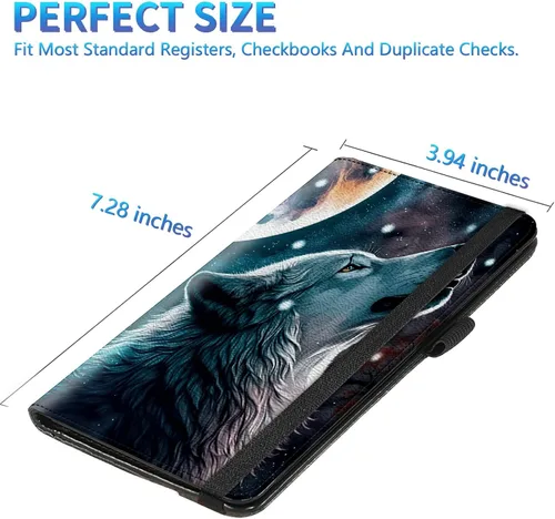 Vista 113 de Funda para chequera para hombres y mujeres, cartera de cuero RFID con ranuras para tarjetas de crédito, soporte de cheques duplicados personales