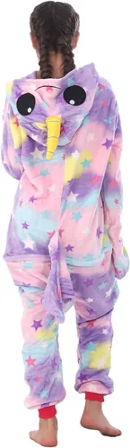 Vista 6 de WOYASIM Disfraz de franela para niños, disfraz de Halloween, Pascua, animales, cosplay para niñas y niños, una pieza