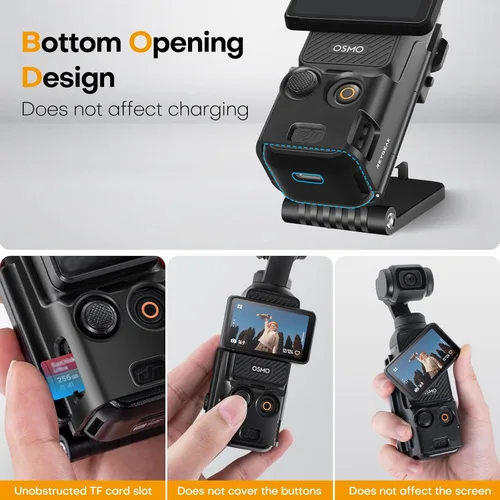 Vista 4 de REYGEAK Soporte de montaje magnético para DJI OSMO Pocket 3,180° Soporte de cámara ajustable, accesorios de adaptador de expansión multifuncional