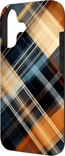 Vista 2 de Navy Black and Orange Plaid Halloween Fall Autumn Pumpkins Case for iPhone 17