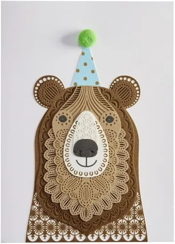 Vista 4 de NIQUEA.D, Tarjeta de cumpleaños de oso con sombrero
