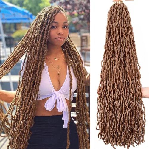 Vista 52 de 6 Paquetes Soft Locs Cabello de Ganchillo Pre Looped Faux Locs Trenzas de Ganchillo Goddess Locs Dreadlocs Cabello Sintético Para Mujeres Negras 1b