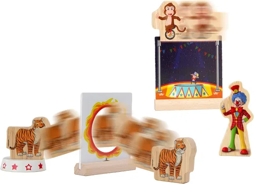 Vista 3 de Juego de tren de madera magnético a pilas con pistas de madera Tren eléctrico iluminado + pista de sonido Safari Circus Animal Compatible