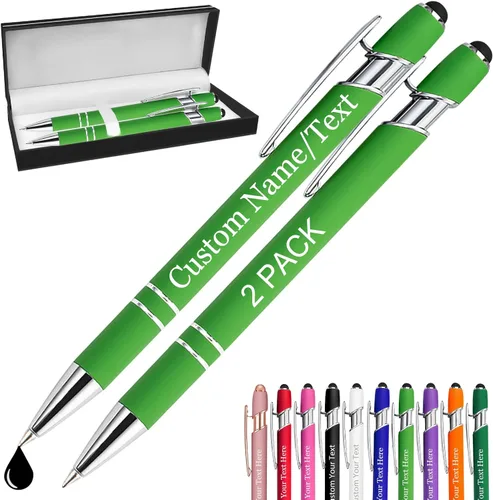 Vista 17 de Bolígrafos personalizados con nombre, paquete de 10 bolígrafos personalizados a granel, bolígrafo de tinta negra grabada con punta de lápiz óptico