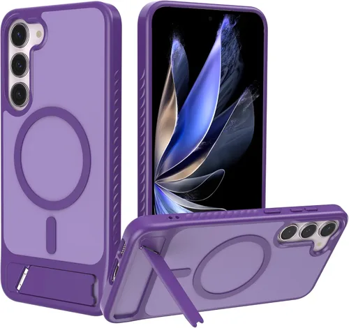 Vista 11 de Funda magnética para Samsung Galaxy S25+ Plus / S24+ Plus, soporte invisible integrado, compatible con MagSafe, translúcida a prueba de golpes Negro