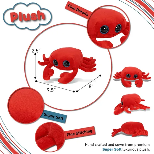 Vista 3 de Puzzled Peluche de cangrejo rojo de ojo grande, 6 pulgadas