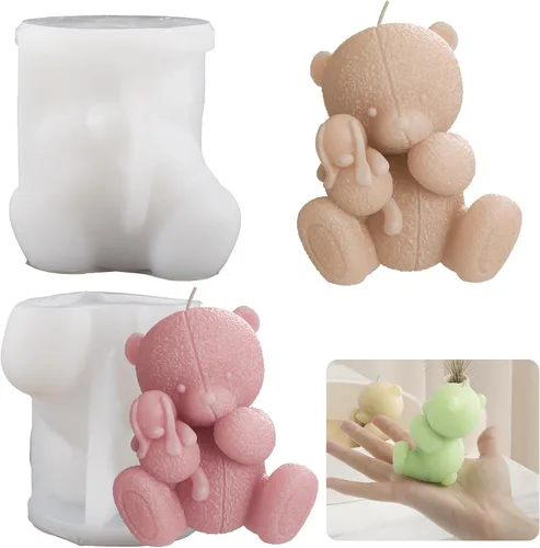 Vista 4 de Suture Bear Doll Bear Candle Animal Resina Casting Making Moldes Molde de silicona para velas Decoración del hogar Fabricación de velas Molde
