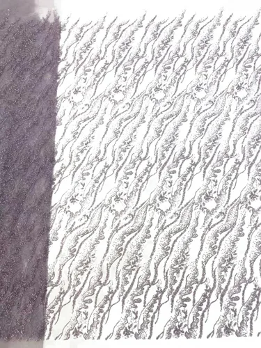 Vista 3 de Tela de encaje africano bordada con lentejuelas, con cuentas de artesanía pesadas y brillo floral, de tul francés, para vestido con cola, 4,5 Negro