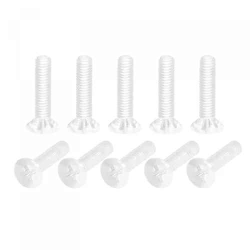 Vista 8 de uxcell Tornillos plásticos de la máquina Phillips de M4 x 19.7 ft m, pernos de máquina de cabeza plana de la PC transparentes 25pcs