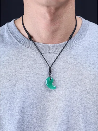 Vista 3 de Collar con dije Amorwing, de tres tesoros sagrados, magatama, sin metal, Verde, N300-4
