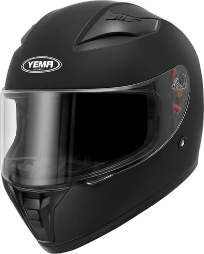 Vista 2 de YEMA Casco de moto de calle DOT de cara completa YM-832 con bufanda extraíble para el cuello para hombres y mujeres
