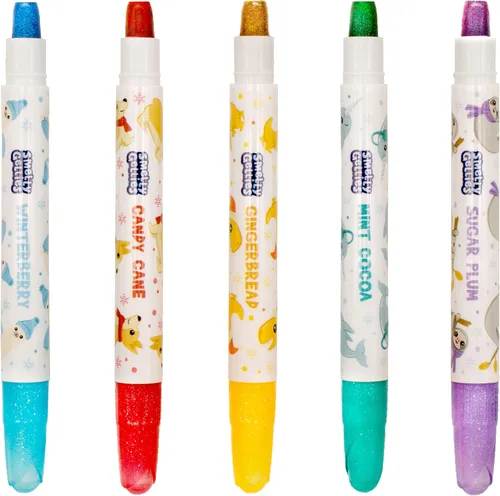 Vista 8 de Holiday Smelly Gellies – Palitos de colores en gel con purpurina patentada, crayones y resaltadores – 5 unidades – Regalos para niños, relleno