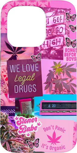 Vista 14 de Funda para iPhone 16, color rosa, para mujer, diseño de collage de malas hierbas