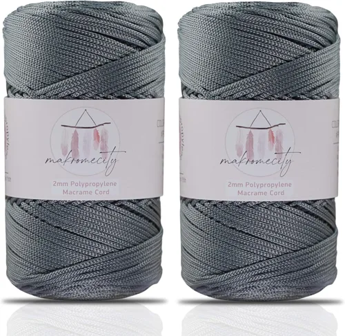Vista 48 de Makromecity, Cordón de macramé de poliéster de 2 mm x 250 yardas (750 pies) Cordón de macramé de 2 mm de polipropileno para arte y manualidades