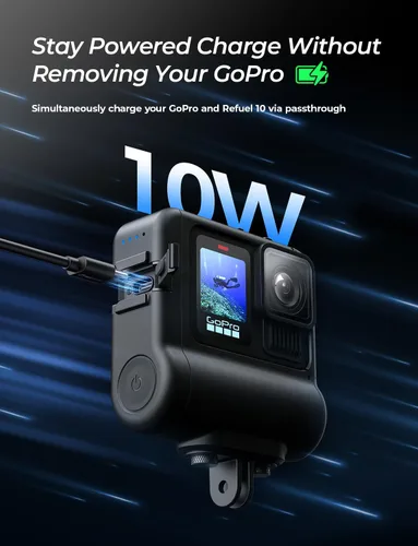Vista 6 de Re-Fuel Paquete de batería extendida de 9 horas para GoPro Hero 13 12 11 10 9 Negro, Banco de energía recargable a prueba de polvo y agua de 33 pies