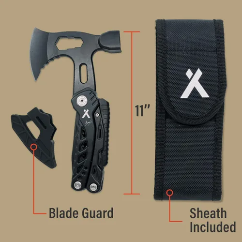 Vista 2 de Bear Grylls Hacha Multiherramienta Martillo – Con cuchillo, abrebotellas, hacha, funda de nailon, sierra, destornillador, silbato – táctico