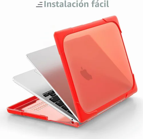 Vista 7 de Batianda Funda resistente para MacBook Air de 15 pulgadas 2023-2026, color Rojo