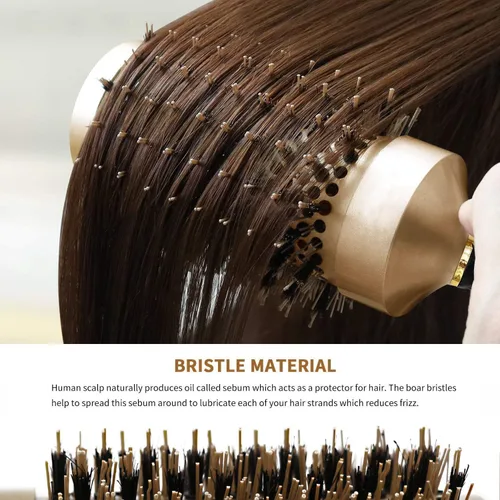 Vista 10 de Cepillo para el Cabello, Juego de Cepillos Redondos para Secado con Secador - Cepillo Profesional de Cerdas de Jabalí para Peinado, Tecnología