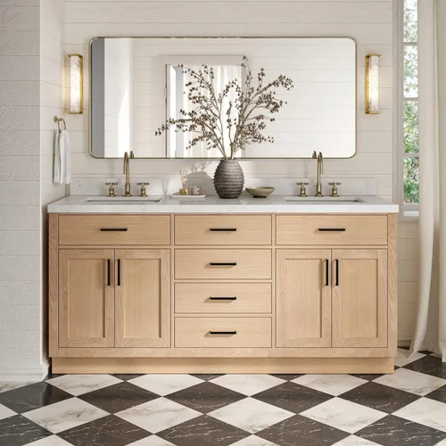 Vista 13 de ARIEL Personalizar Taylor - Tocador de baño de 72 pulgadas, madera maciza, puertas y cajones de cierre suave, color gris