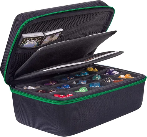 Vista 9 de SIQUK Estuche de Almacenamiento de Dados de Gran Capacidad Caja de Dados con Bandeja Ranurada Extraíble Doble y Asa, Organizador Soporte de Dados