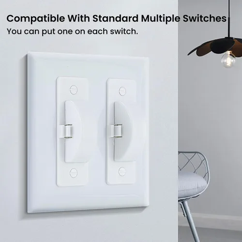 Vista 4 de Roxiuc Protector de interruptor de luz, blanco, 1 unidad, a prueba de niños, compatible con regulador de intensidad, para interiores y exteriores