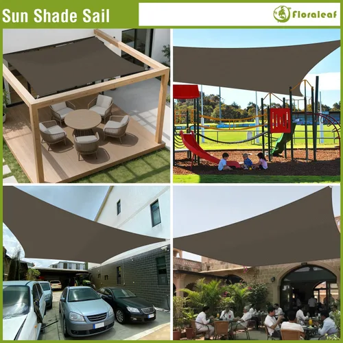 Vista 2 de Toldo rectangular de 11 x 11 pies, parasol resistente con cable de alambre y anillo en forma de A, toldo con bloqueo UV para patio, patio, césped