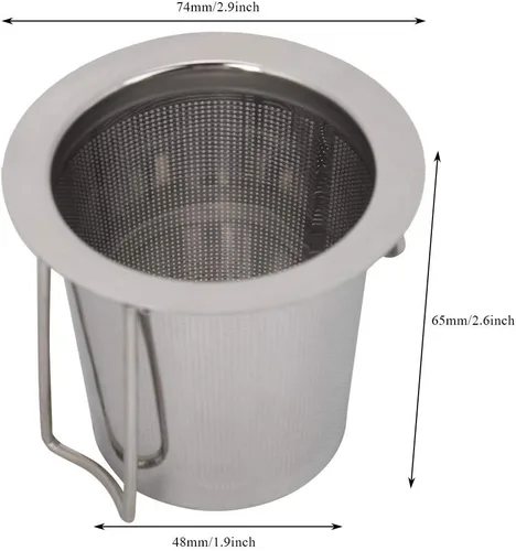 Vista 4 de Fdit Filtro plegable del colador de la taza del metal del infusor del té de la malla del acero inoxidable con la tapa