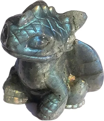 Vista 16 de Estatua de cráneo sin dientes de 2" de cristales curativos y piedras Reiki, escultura de animal tallada a mano, figuritas de dragón volador