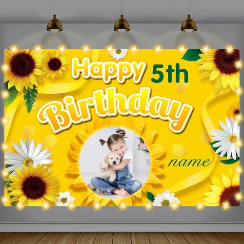 Vista 22 de Cartel de feliz cumpleaños beige personalizado para telón de fondo grande de feliz cumpleaños, globo aerostático, fiesta, interior y exterior