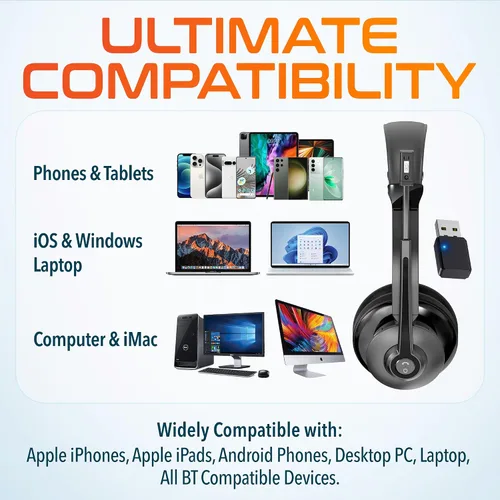 Vista 5 de Delton Auriculares de computadora Bluetooth 30X con micrófono