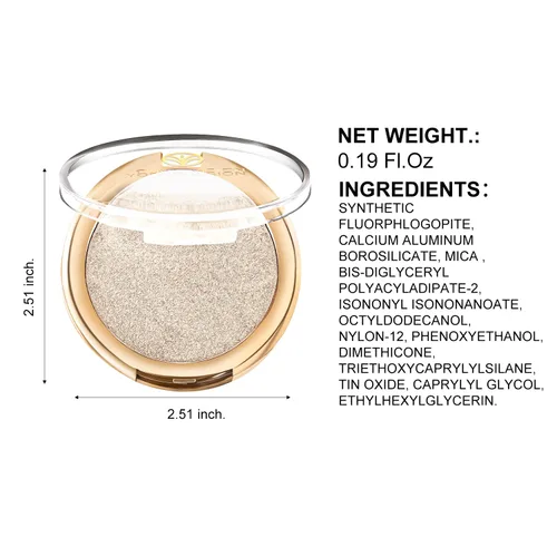 Vista 9 de YOUNG VISION Polvo Compacto Iluminador, Polvo de Contorno de Brillo Natural Horneado y Resaltador Facial, Libre de Crueldad, Maquillaje de Resaltado