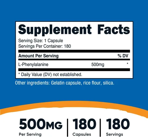 Vista 2 de Nutricost L-fenilalanina (500 mg) 180 cápsulas