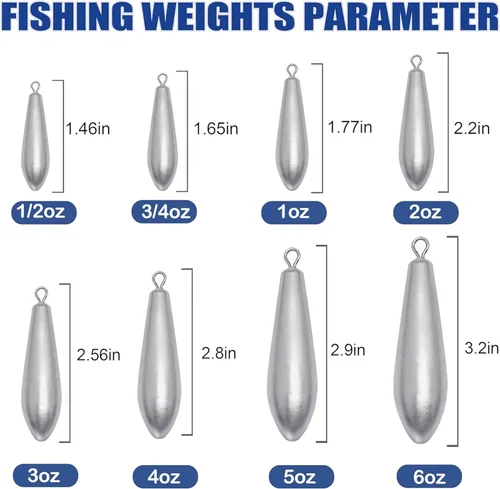 Vista 4 de Pesas de pesca Drop Shot Sinkers para pesca de agua dulce en agua salada