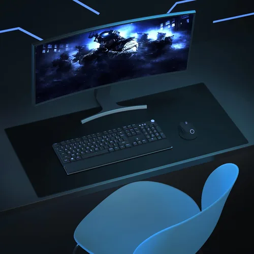 Vista 6 de Wolaile Alfombrilla de mouse grande de 36 x 17 pulgadas, impermeable y antideslizante para teclado de computadora, negro, XL