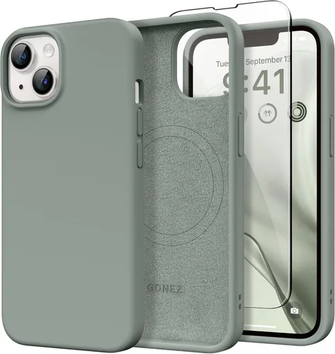 Vista 147 de GONEZ Funda magnética para iPhone 14, compatible con Magsafe, con protector de pantalla + protector de cámara, forro de microfibra antiarañazos