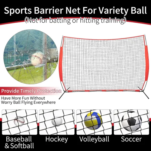 Vista 3 de 7x7/16x10/20x10ft Baseball Net Backstop Net,Fix Ball Stop Net by 4 Spike&2 Sandbag,Sports Net Barrier with Handbag,Lacrosse Net Backstop for