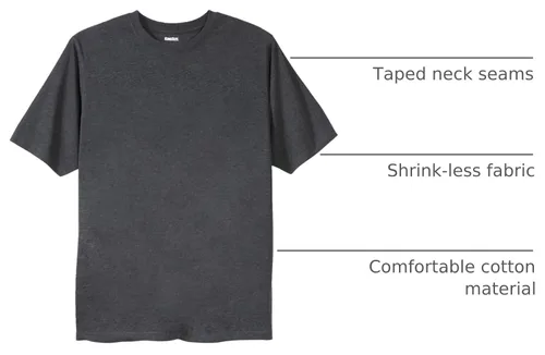 Vista 4 de KingSize Big & Tall - Camiseta ligera, sin encogimiento, con cuello redondo para hombre Gris Caliente Carbón