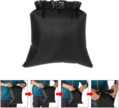 Vista 5 de Paquete de 3 bolsas secas impermeables de 3 L + 5 L + 8 L al aire libre ultraligeras para kayak, rafting, canotaje, natación, campamento