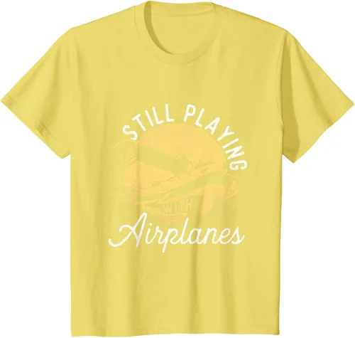 Vista 45 de Still Playing With Airplanes - Camiseta de control remoto RC Avión Piloto, Negro