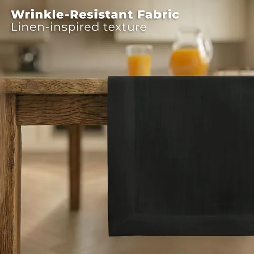 Vista 2 de Easy Linen™ by D'Moksha - Camino de mesa negro de 72 pulgadas de largo, resistente a las arrugas, lavable a máquina, 14 x 72 pulgadas para cómoda
