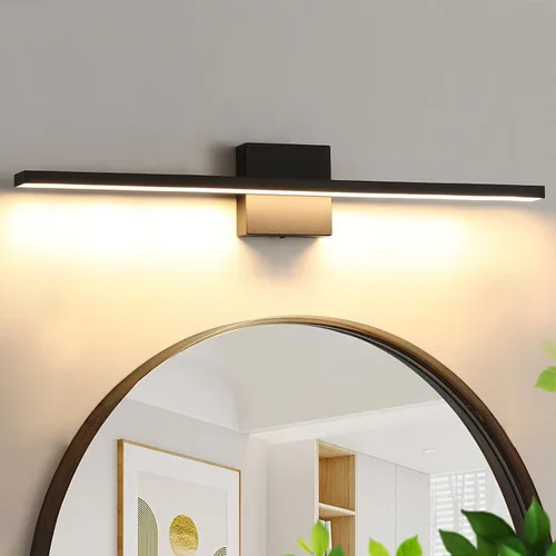 Vista 8 de Lámparas de baño sobre espejo, luz negra de tocador de baño de 12 pulgadas, lámpara LED de pared moderna de 11 W, 3000 K para barra de tocador