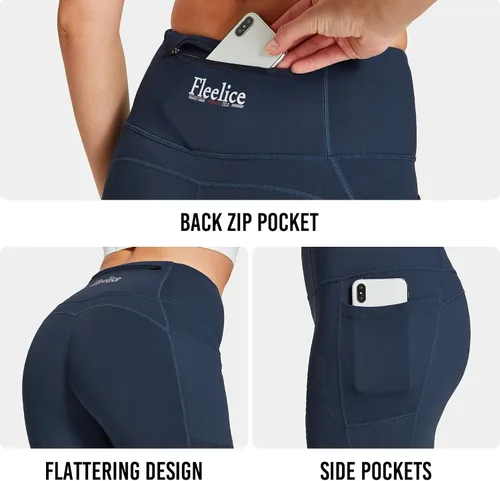 Vista 2 de FitsT4 - Pantalones de equitación con forro polar para mujer, pantalones ecuestres de silicona, con bolsillo celular